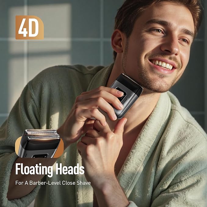 Professional Foil Shaver for Men: Cordless Electric Razor with High-Speed Dual Blades, Rechargeable USB-C, IPX6 Travel-Friendly/Home Use & Waterproof