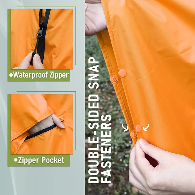 SaphiRose Unisex Rain Poncho Raincoat Hooded for Adults Women with Pockets