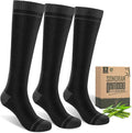 Bamboo Viscose Compression Socks for Women & Men (3 Pairs) 15-20 mmHg Knee High Support for Nurses, Travel, Pregnant