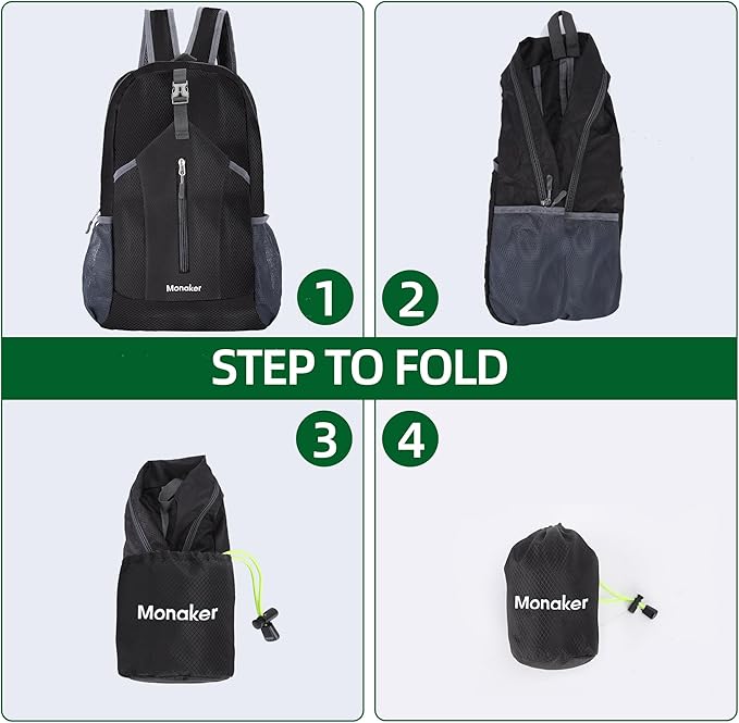 Ultralight 20L Foldable Backpack, Multi-Pocket Design, Compact to Palm-Sized, Ideal for Hiking, Travel & Daily Use