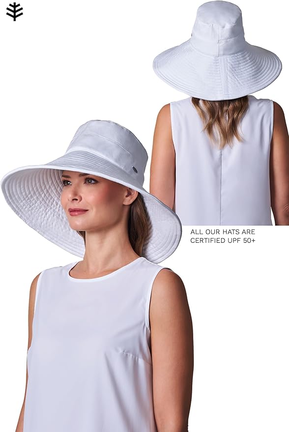 Coolibar UPF 50+ Women's Brittany Beach Hat - Sun Protective White