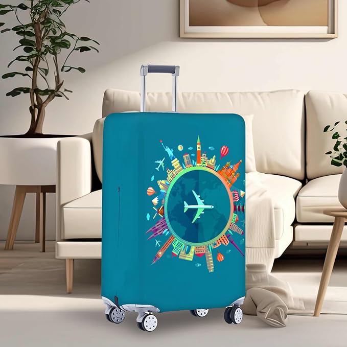 Travelkin Luggage Covers For Suitcase Tsa Approved,Suitcase Cover Protector Fit 18-32 Inch Luggage (Dreaming Blue, XL)