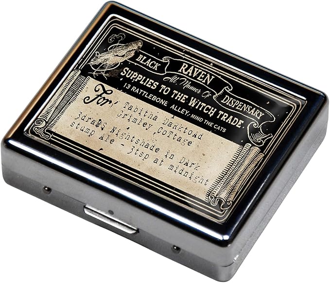 Silver Vintage Pill Box 7 Day Metal Pill Box with Mirror and 8 Compartments Cute Travel Pill Organizer for Purse (Vintage Label)