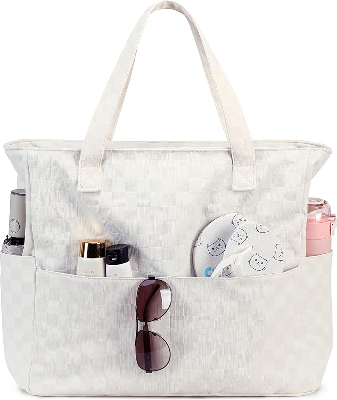 Waterproof Beach Tote Pool Bags for Women Ladies Extra Large Gym Tote Carry On Bag With Wet Compartment for Weekender Travel