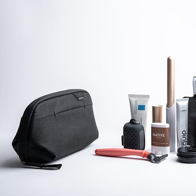 Peak Design Small Wash Pouch, Black, Weatherproof Travel Toiletry Bag, Upright or Hanging Toiletry Kit with Pockets, Magnetic Toothbrush Pocket, Wide UltraZip Opening, Toiletry Bag for Men and Women