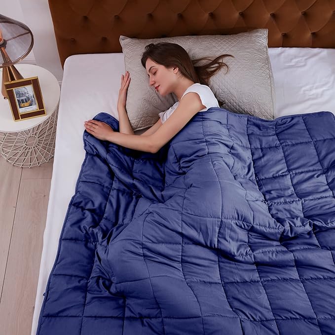 L'AGRATY Weighted Blanket - 60"x80" 22lbs Cooling Breathable Heavy Blanket Microfiber Material with Glass Beads Big Blanket for Adult All-season Summer Fall Winter Soft Thick Comfort Blanket