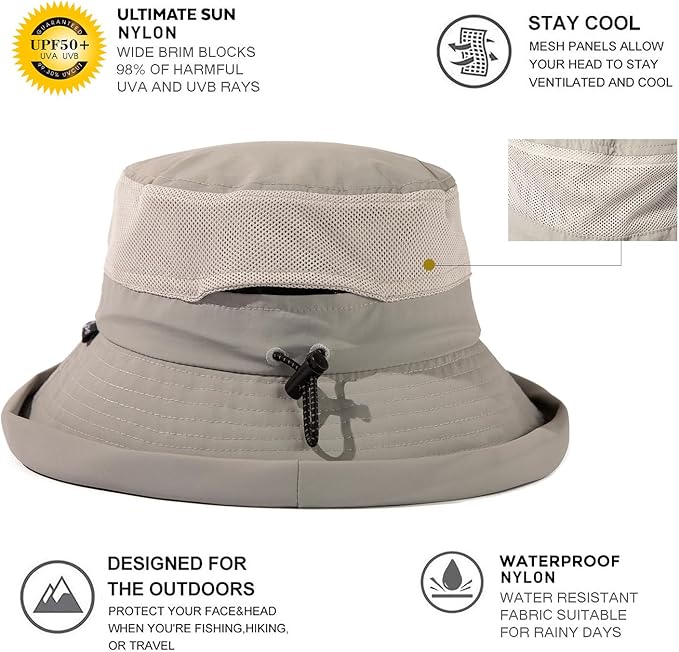 TOP-EX XL/XXL Women’s Wide Brim Bucket Sun Hat with Ponytail Hole UPF 50 Summer Packable Sunhat for Travel Beach Outdoor