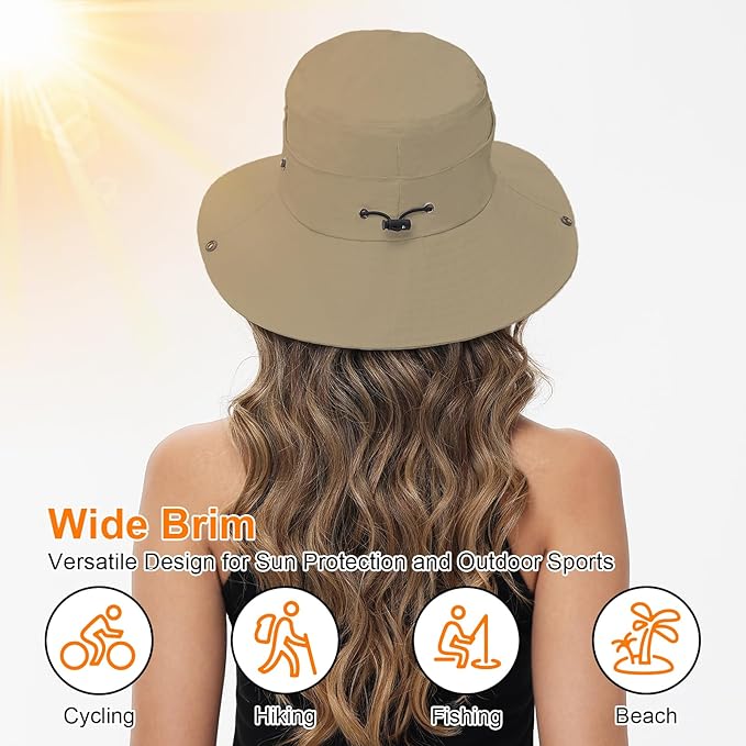 Sun Hats for Women Bucket Hat UV Protection Fishing Hat Wide Brim Safari Hats 2 in 1 Zip-Off Sun Visor Hats UPF 50+