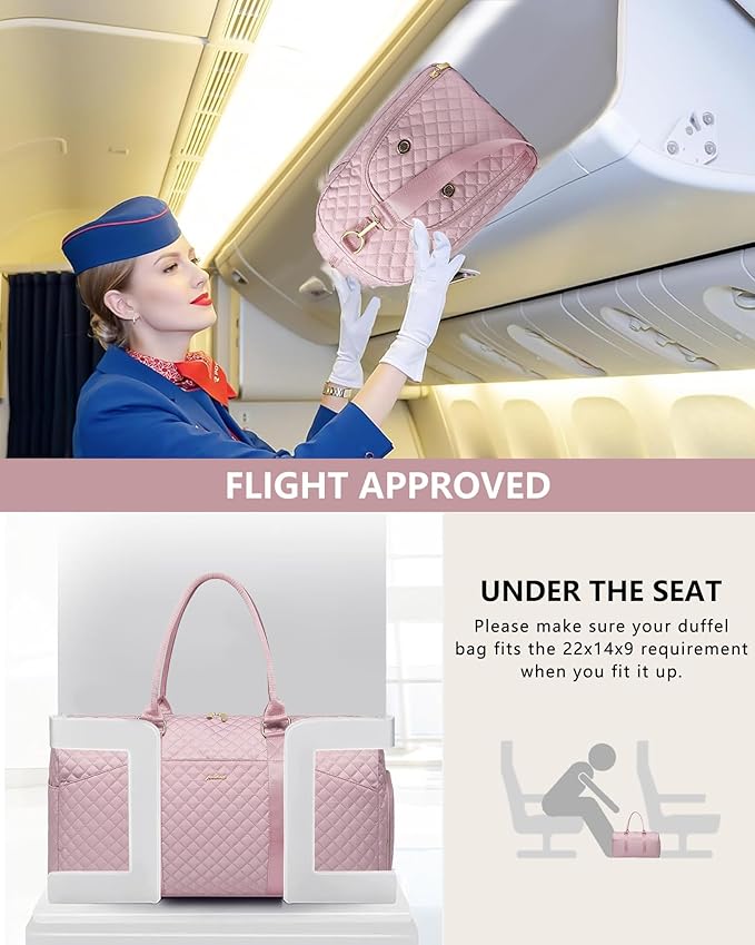 Women Weekender Travel Duffle Bag: Travel Duffel Overnight Bags with Shoe Compartment Large Carry on Tote Bag with Toiletry Bag Weekend Traveling Yoga Gym Hospital for Women with Wet Pocket Pink