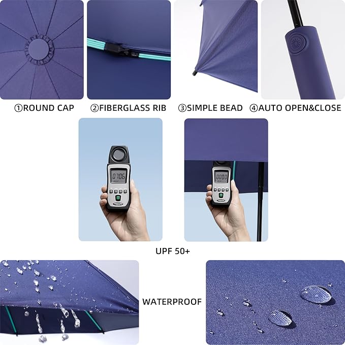 Folding Umbrella Anti-UV Compact Durable Folding Umbrella Auto Open Close Windproof Travel Umbrella Premium Grip Fits Backpack