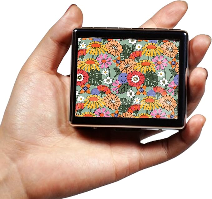 Silver Vintage Pill Box 7 Day Metal Pill Box with Mirror and 8 Compartments Cute Travel Pill Organizer for Purse (Retro Summer Floral)