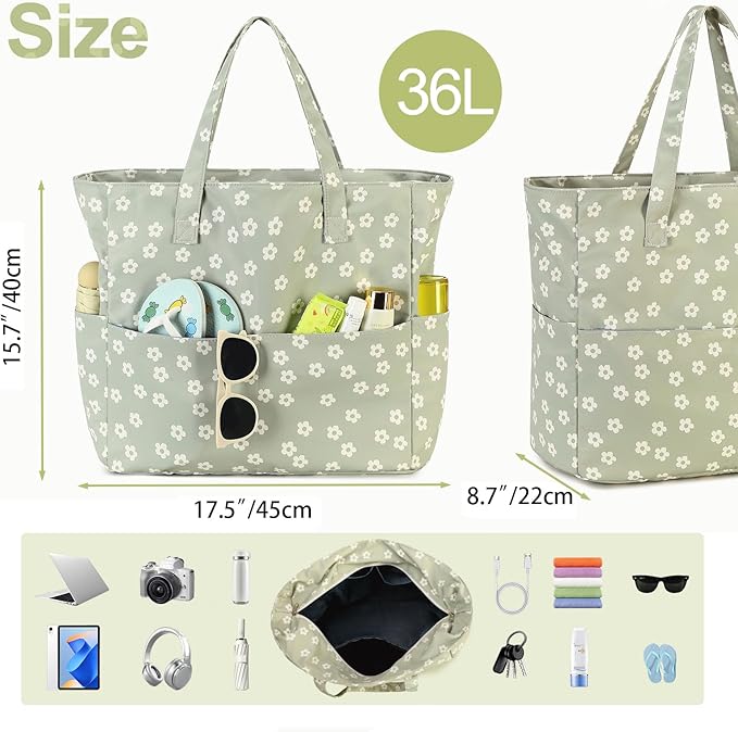 Waterproof Beach Tote Pool Bags for Women Ladies Extra Large Gym Tote Carry On Bag With Wet Compartment for Weekender Travel