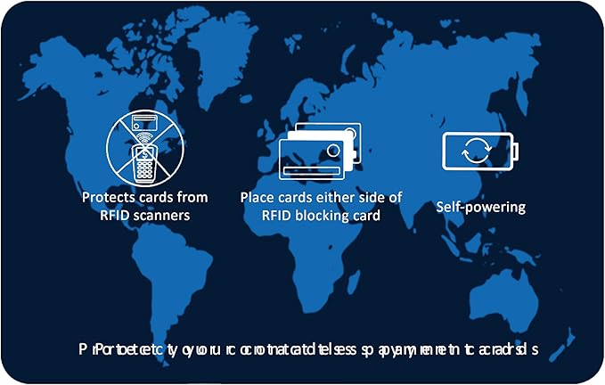 SaiTech IT 2 Pack RFID Blocking Card NFC Contactless Debit/Credit Card ATM Passport Protector ideal for Men & women slim with World map design perfectly fit in wallet - Blue
