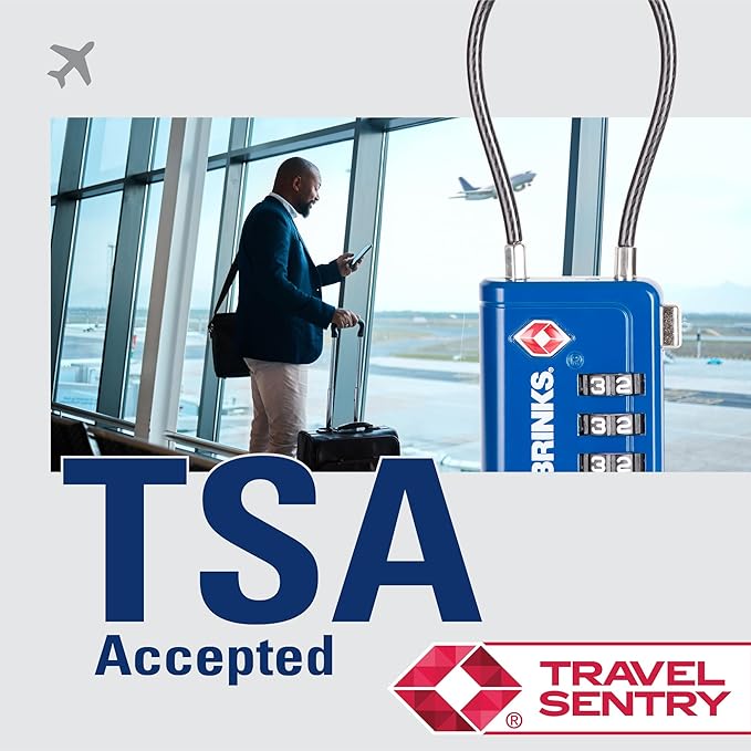 Brinks TSA Accepted Indicator Luggage Lock, Blue - Ressetable Combination, 2.5 inch Long Shackle, New More Secure TSA008 Key, 4 Pack