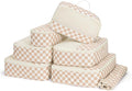Narwey 7 Set Checkered Packing Cubes for Travel Carry on Suitcase Luggage Organizer Bags for Kids Women Men, Durable Packing Organizers Bag, Travel Essentials Accessories (Light Checkerboard)