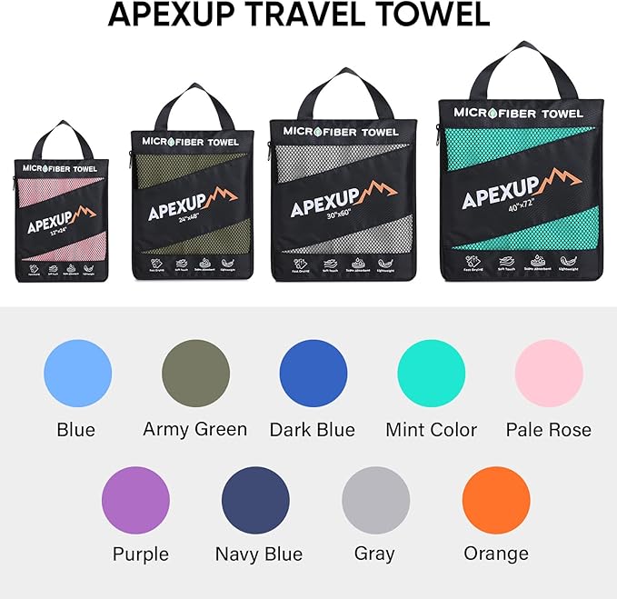 APEXUP Microfiber Travel Towel, Ultra Absorbent Quick Dry Towels, Lightweight Gym Sports Camping Towel for Workout, Yoga, Beach, Shower, Swimming (48"×24", Pale Rose)