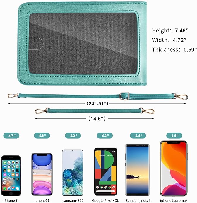 Crossbody Cellphone Purse Women Touch Screen Bag RFID Blocking Wallet Handbag Shoulder Strap