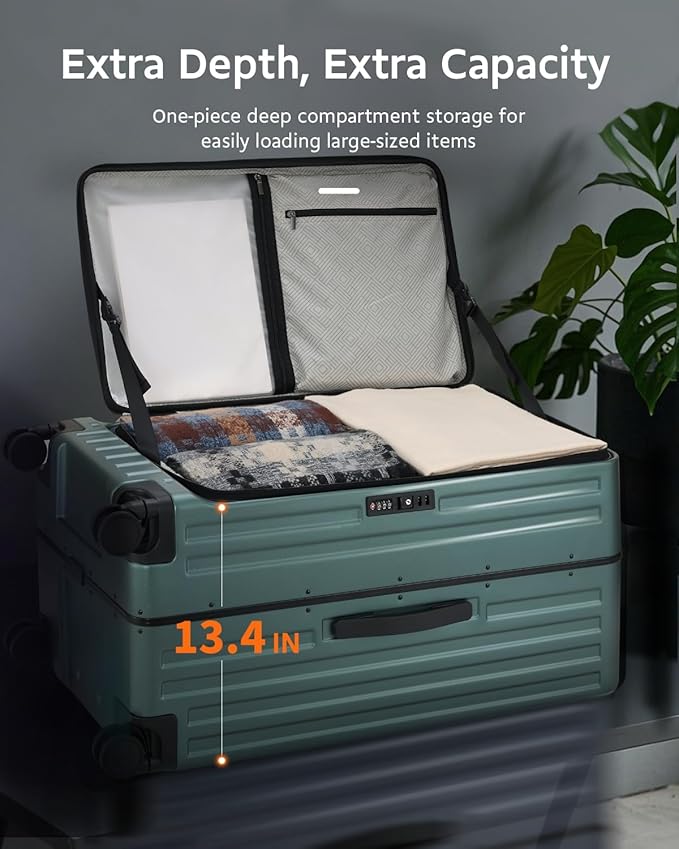 Luggage Sets 2 Pieces, 20 Inch Carry On Luggage and 29 Inch Checked Luggage with Spinner Wheels, Lightweight ABS+PC Hardshell Trunk Suitcases with Aluminum Frame, Top Opening (Green, 20/29)