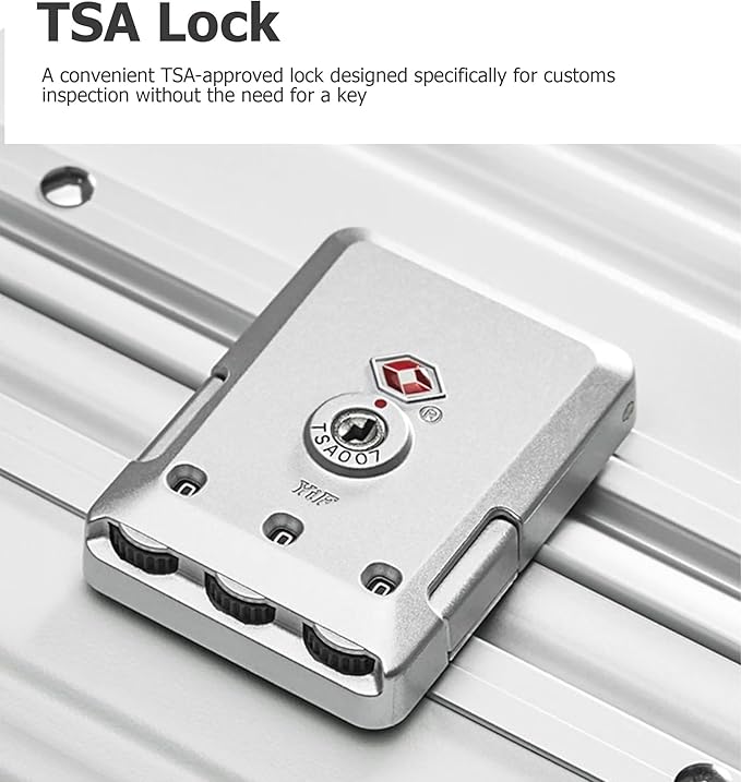 feilario 20in Aluminium Frame PC Hard Shell Spinner Wheels Luggage, Built-In TSA lock Carry on Suitcase, with Cup Holder, USB Port, Phone Holder