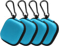 Earbud Case Hard EVA Earphone Carrying Case Cell Phone Accessories Storage Bag with Carabiner for Airpods Headset Earphone Flash Drive Charging Cable Key Wall Charger USB Adapter Cable (Blue 4Pack)