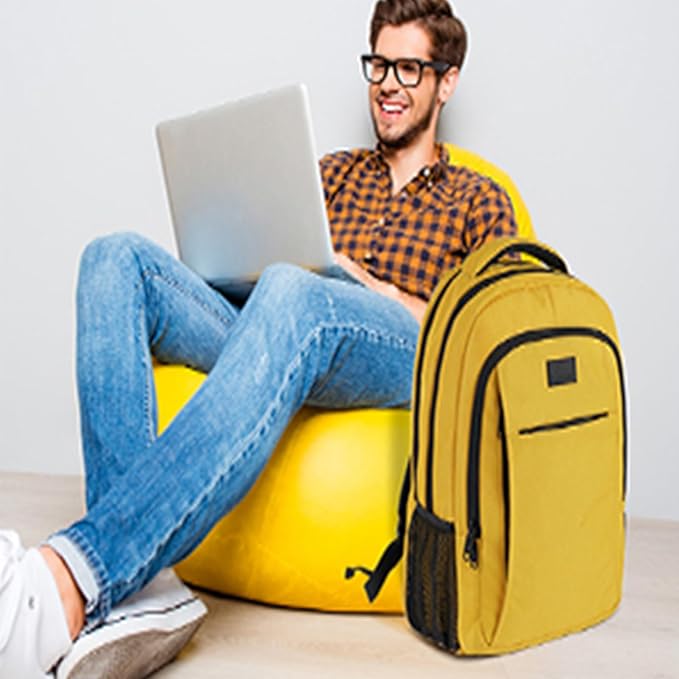 College Backpack, Extra Large TSA Friendly Carry On 17.3 Inch Laptop Backpack with USB Charging Port, Anti Theft Flight Approved Business Work Travel Computer Backpack Bagfor Women Men, Yellow