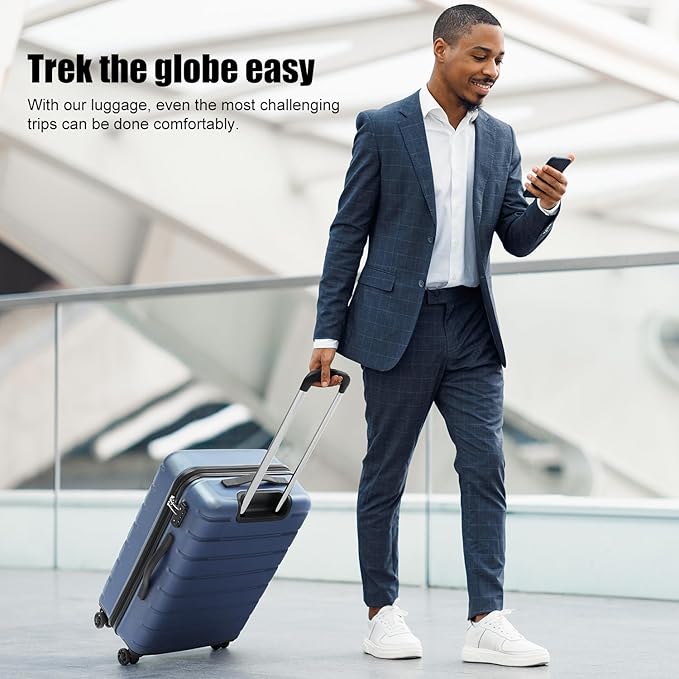 Coolife Luggage Suitcase Carry-on Spinner TSA Lock USB Port Expandable (only 28’’) Lightweight Hardside Luggage (Purple, L(28in))