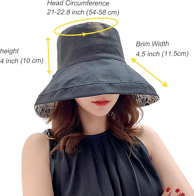 Women Wide Brim Sun Hats Metal Wired Edge Summer UV Protection Beach Fishing Hat for Hiking Garden Travel Chin Strap