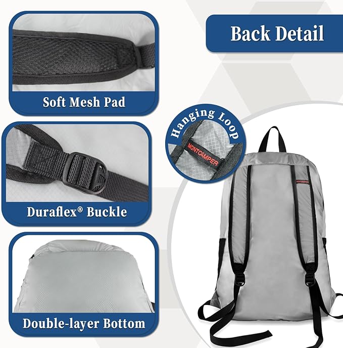 Hiking Daypack - Lightweight & Water-Resistant Portable Backpack for Travel, Camping, Outdoor Adventures(20L, grey)