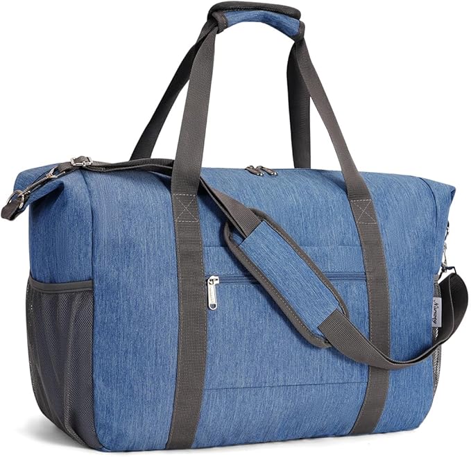 Narwey 18x14x8 Inches Travel Bag Spirit Airlines Frontier Personal Item, Travel Duffel With Wet Pocket Carry on Bag for Airplane Underseat Duffle Overnight for Women and Men (Navy Blue)