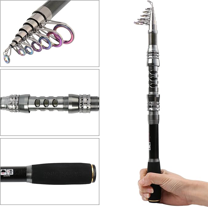 Sougayilang Fishing Rod Reel Combo with Telescopic Fishing Pole Spinning Reel Carrier Bag for Travel Saltwater Freshwater Fishing