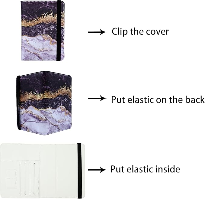 Passport Holder for Women and Men PU Leather Passport Cover for Travel (Black Marble)