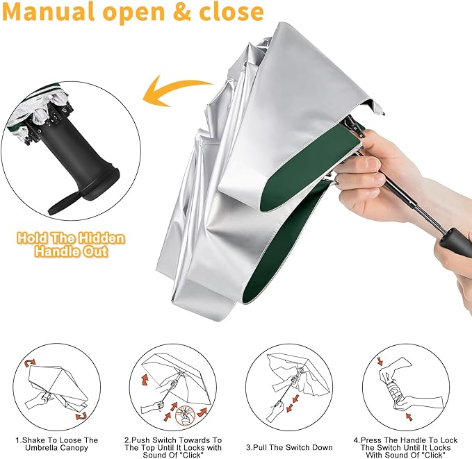 Mini Travel Umbrella - UPF 50+ Sun Protection Compact Manual Open Small Sun Umbrella