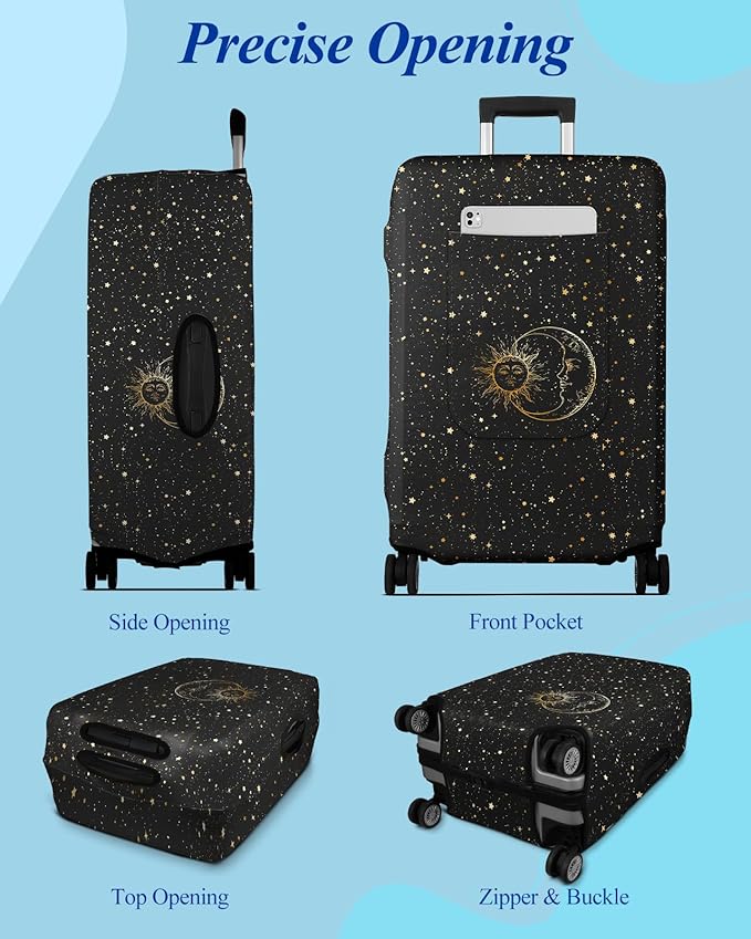 Slohif Luggage Cover for Suitcase Tsa Approved Protector - Luggage Sleeve Large Suit Case Cover Travel Stretch Baggage Case Protective Washable Fit 28-30 Inch Sun L