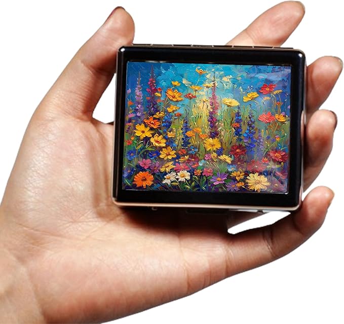 Cute and Portable Metal Pill Organizer – 8 Compartments, Elegant Chrome Finish, Ideal for Travel and Daily Use (Vibrant Wildflowers)