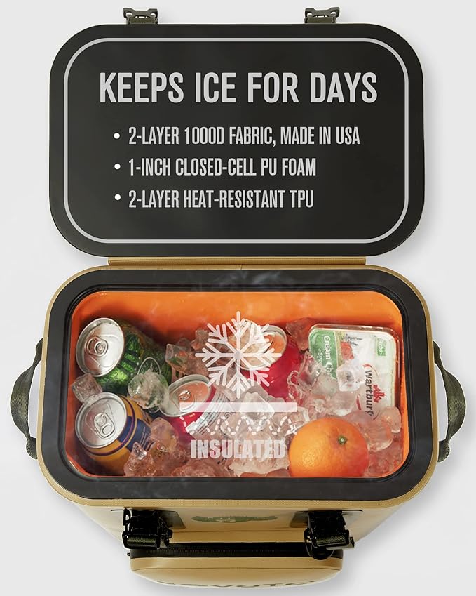Magnetic Soft Cooler, Zipperless Soft Sided Cooler Bag for Men & Women, Insulated Backpack Coolers for Tailgating, Beach, Lunch, Picnic, Kayak