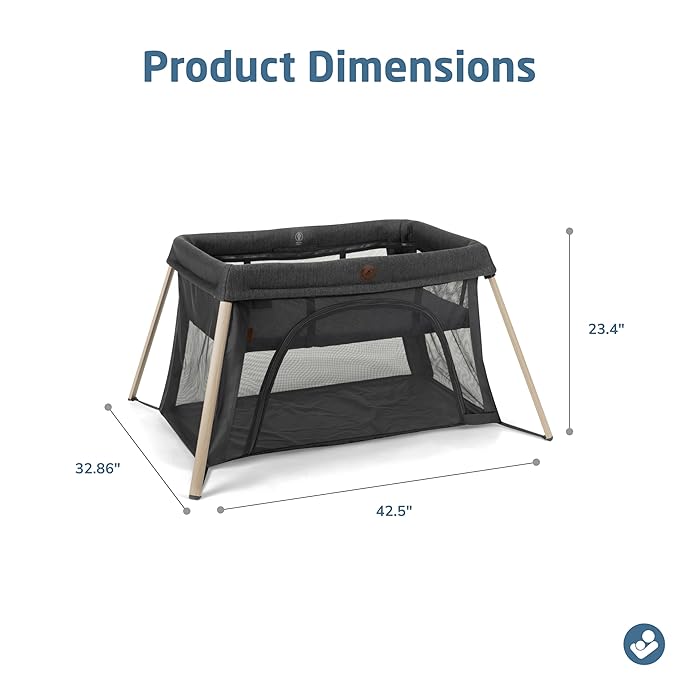 Maxi-Cosi Calao Travel Playard, Infant Bassinet, Toddler Playpen, Portable, Lightweight, Foldable, Easy Setup, with Carry Bag, Breathable Mesh, Classic Graphite