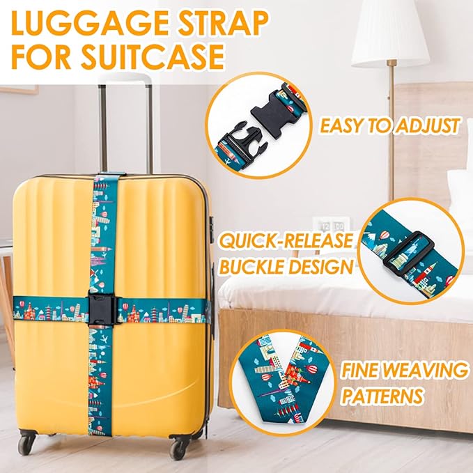 Adjustable Travel Luggage Strap Suitcase Belt Travel Bag Accessories 1.96 in W x 6.23 ft L