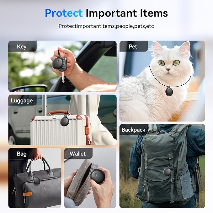 Tags-4 Pack, Smart Bluetooth Tracker Work with Apple Find My, Key Finders and Find My Tracker, Game Changer Waterproof Smart Tag with Key Ring GPS Tracker Tag for Keys/Luggage/Wallet/Pets etc