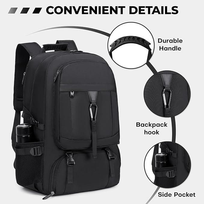 18.4 Inch gym backpack with shoe compartment,80L Multiple Compartments Backpacks, Airline Approved Carry on Travel Daypack Anti Theft with USB Charging Port,for Men Women Travel Work Business