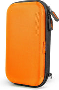 Orange Shockproof Hard EVA Carrying Case Travel Pouch for External Hard Drive, Power Bank, Cell Phone, Cable, Cord - Portable Small Electronic Accessories Organizer Storage Zipper Pouch