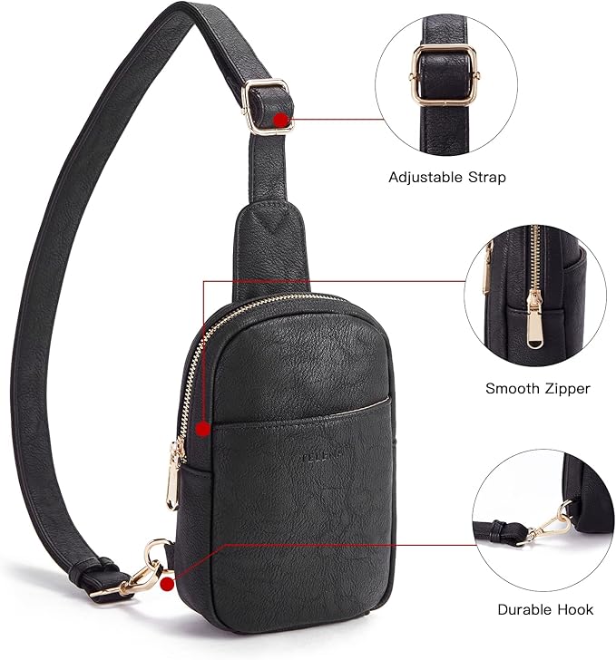 Telena Small Sling Bag for Women Leather Crossbody Fanny Packs Chest Bag for Women