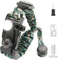 20 in 1 Survival Paracord Bracelet Adjustable Gear Kit with SOS LED Light, Fire Starter, Bigger Compass, Survival Whistle, Perfect for Camping, Hiking, Fishing
