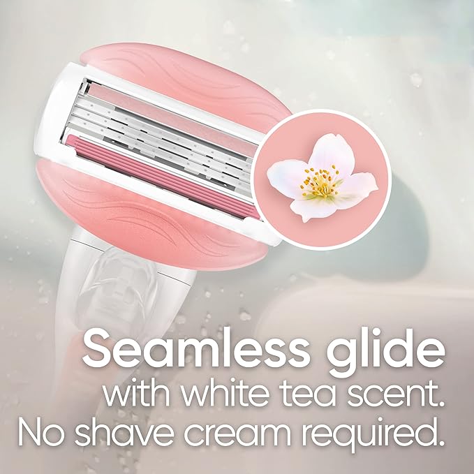 Gillette Venus ComfortGlide White Tea 4 count, with Gillette Venus ComfortGlide plus Olay 2 count, Women's Razor Blade Refills