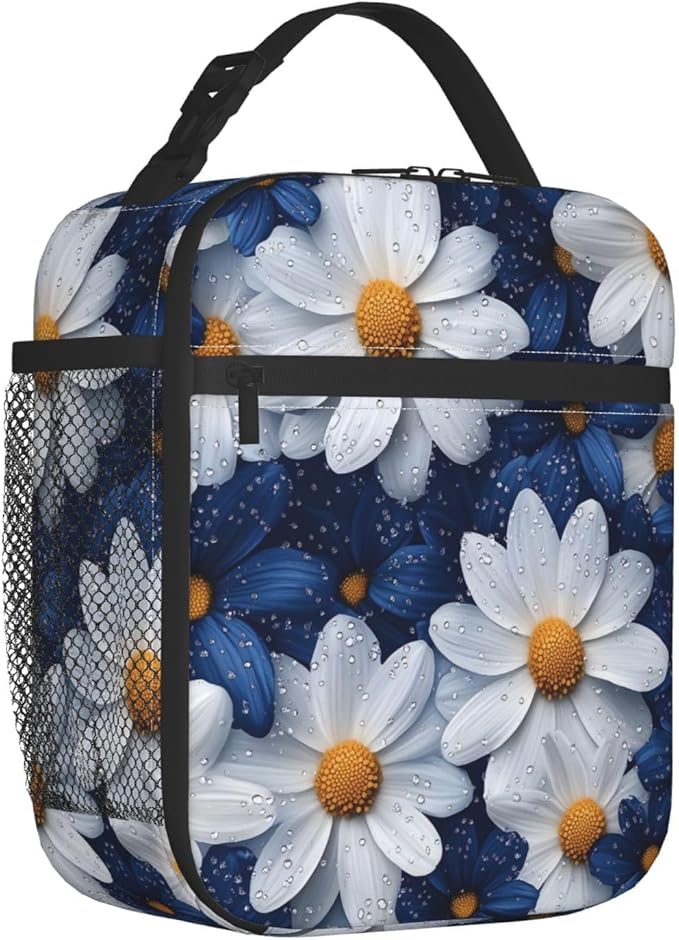 Daisy Insulated Lunch Box for Women Men Daisy Lunch Bag for Travel,or Fishing Polyester Daisy Lunch Box