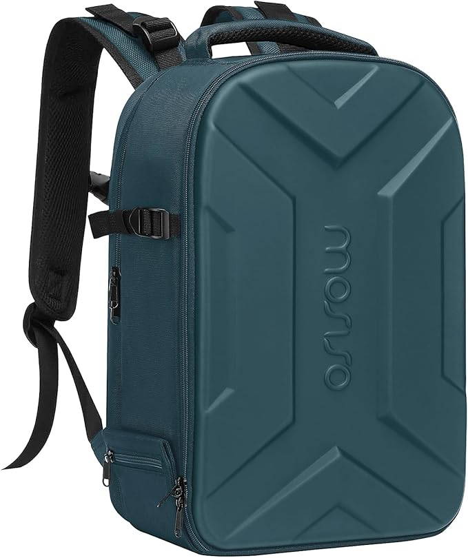 MOSISO Camera Backpack, DSLR/SLR/Mirrorless Photography Camera Bag Waterproof Artistic Geometric Hardshell Case with Tripod Holder&15-16 inch Laptop Compartment for Canon/Nikon/Sony, Teal Green