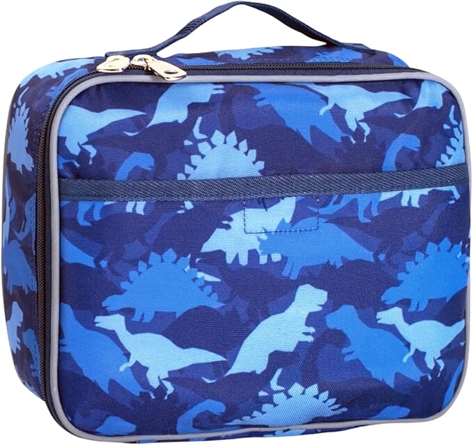 Fenrici Dinosaur Lunch Box for Boys, Kids, Kids' Lunch Box for School, Insulated Lunch Bag for Preschool, K-6, Soft Sided Compartments, Spacious, BPA Free, 10.8in x 8.5in x 2.8in, Dino, Blue