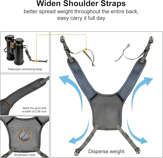 Binocular Harness Chest Pack: Bino Case with Magnetic Lid and Rain Cover for Hunting(Green)