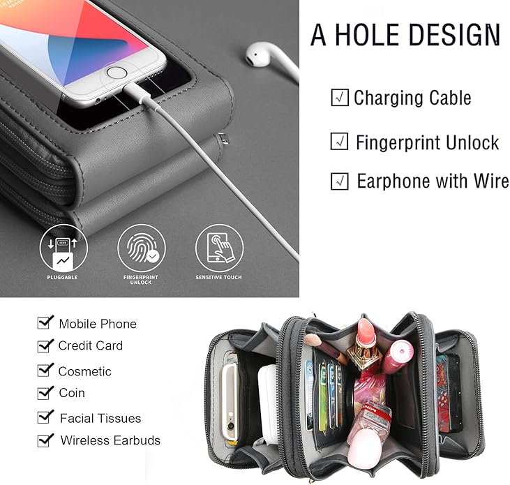 Crossbody Cellphone Purse Women Touch Screen Bag RFID Blocking Wallet Handbag Shoulder Strap