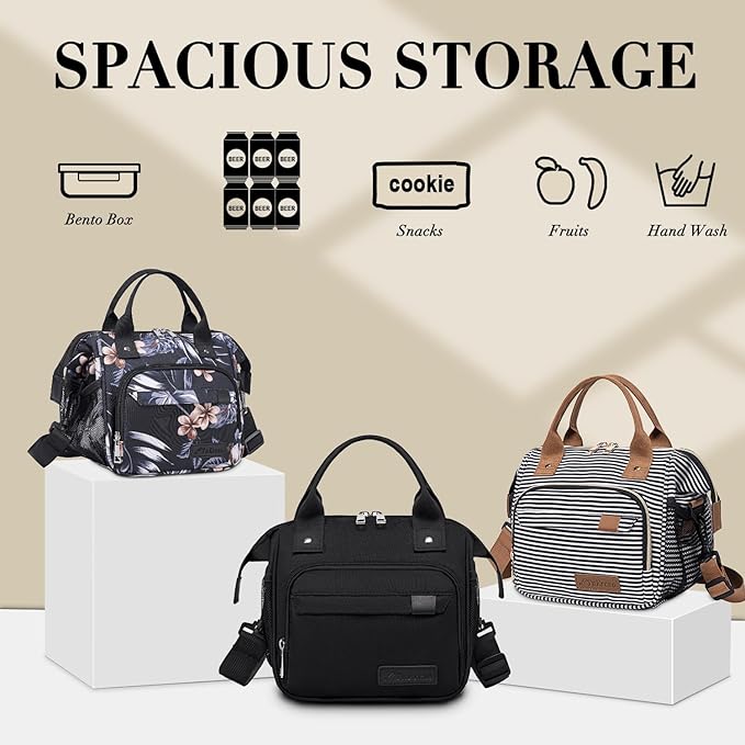 Hibiscus Small Lunch Bag Lightweight Insulated Lunch Box for Women Work Portable Soft Cooler for Picnic Travel Road Trips, Loncheras para Mujer