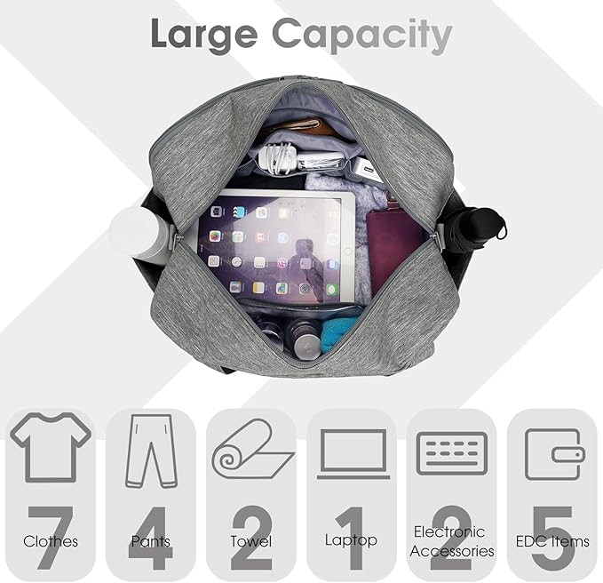 Narwey 18" Carry on Bag with Laptop Compartment 14 Inch Travel Duffel Bag for Spirit Airlines Personal Item Bag Overnight Weekender Bags with Wet Pocket for Women and Men (Grey)